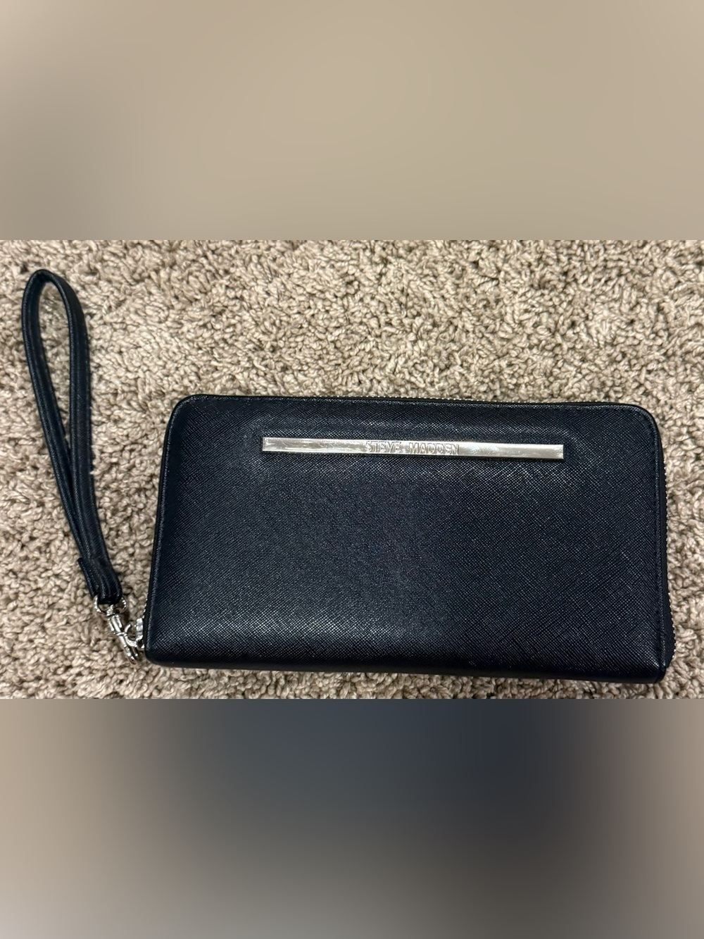 Steve Madden Black Zip-Around Wristlet Wallet